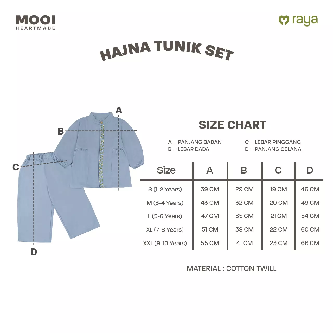 Mooi Setelan Anak Perempuan Hajna Tunik Set - Pink Rose