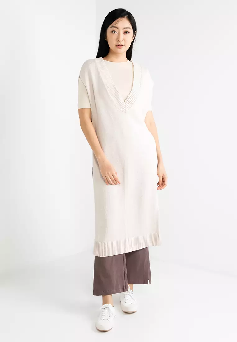 長版V領背心