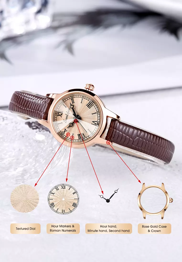 Jam Tangan Wanita Original 3342 Kuarsa Korea Elegan Tali Kulit Jam Tangan Cewek allbrown