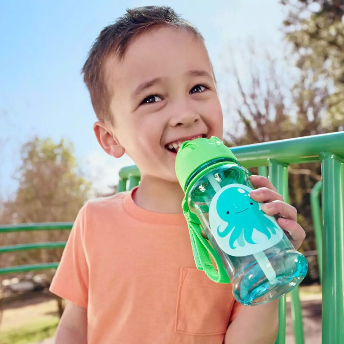 Skip Hop Zoo Straw Bottle With Tritan Renew Octopus 355 ml - Botol Minum Anak Sekolah