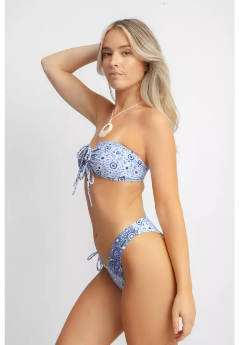 Alana Tie Front Cheeky Bikini Bottoms / Lapis Lazuli