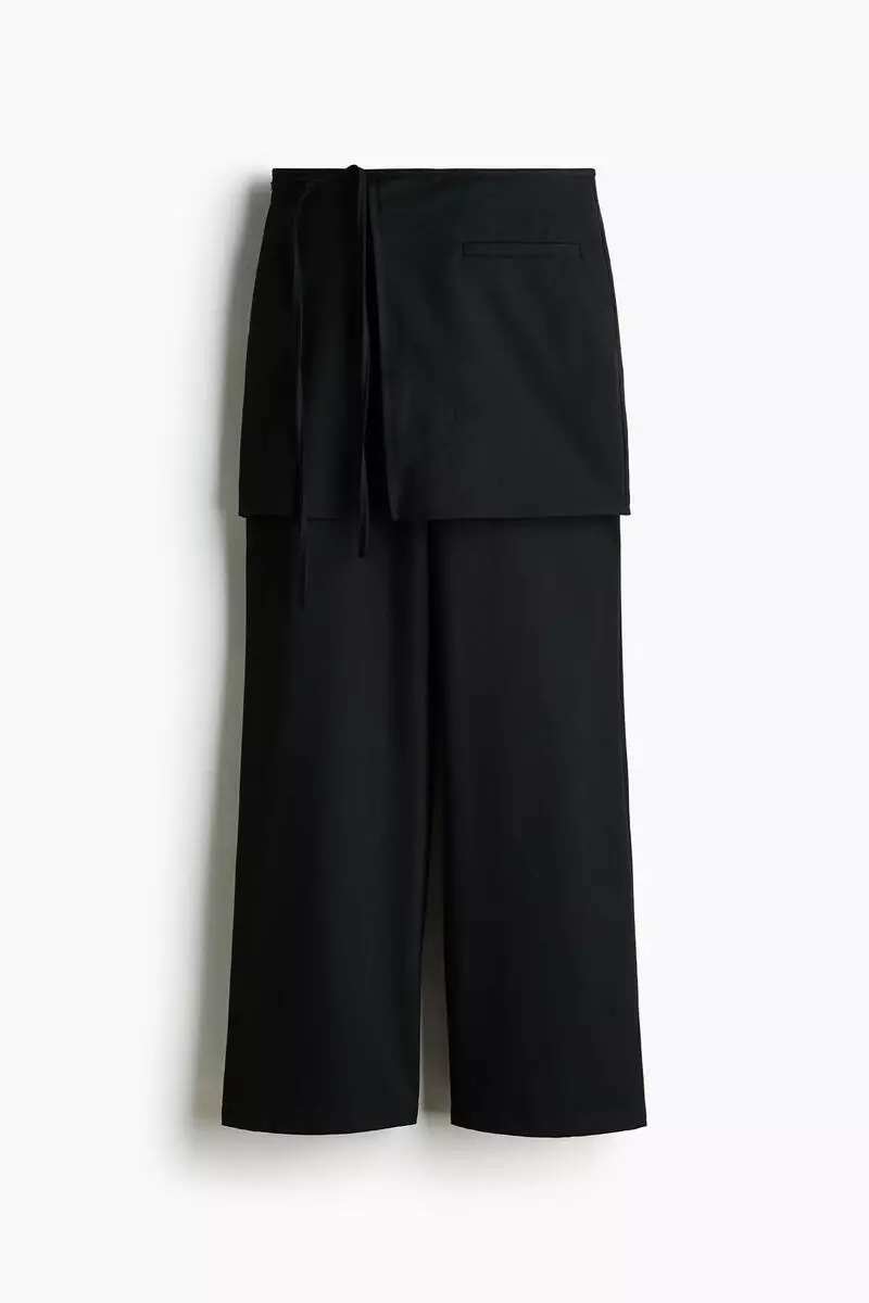Skirt-layered trousers