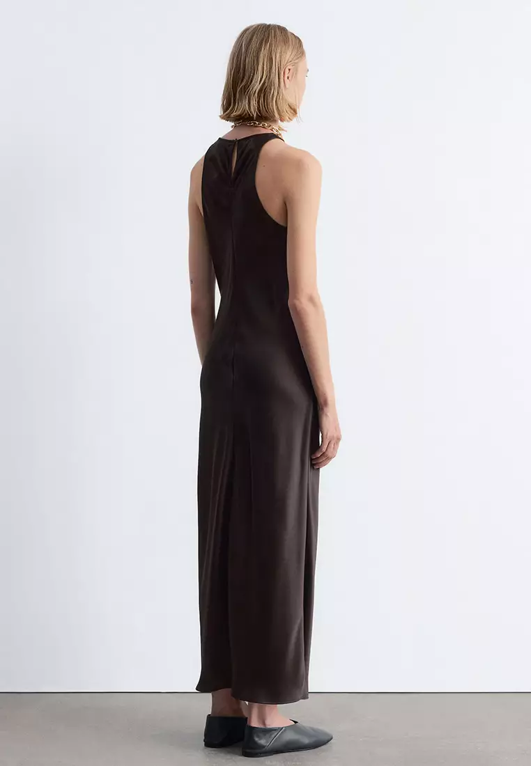 Sleeveless Satin Midi Dress