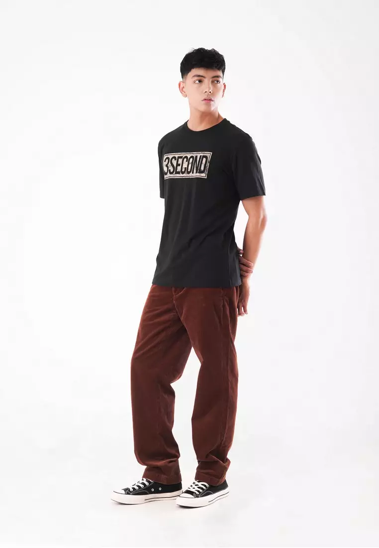 3Second Men's T-Shirt Short Sleeve Cotton Logo on Wall OL-C341223