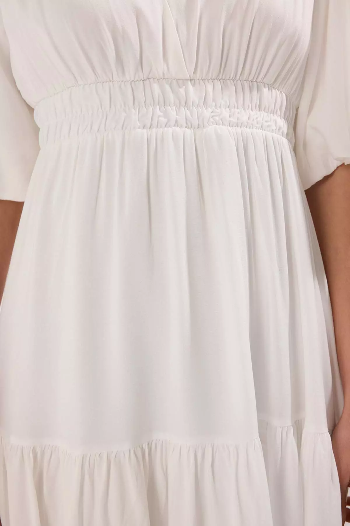 White Plain Lined Maxi Woven Dress Twoss25El00776
