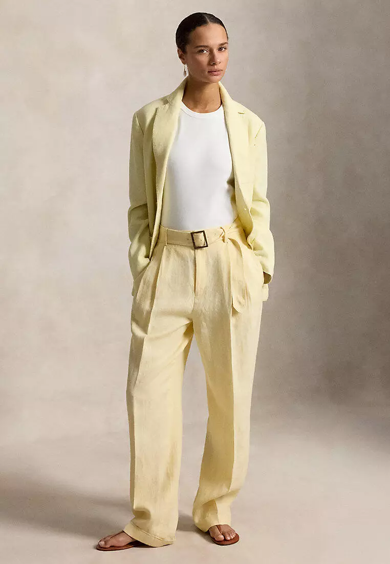 Belted Linen Bacall Pant