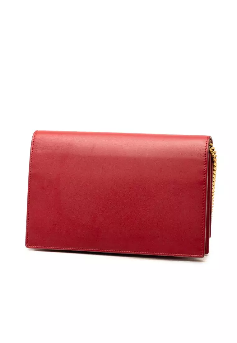Pre-Loved Saint Laurent Smooth Calfskin Monogram Kate Tassel Wallet On Chain