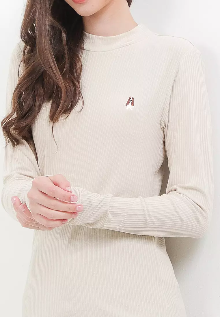 Brunella Mock Neck Ribbed Top