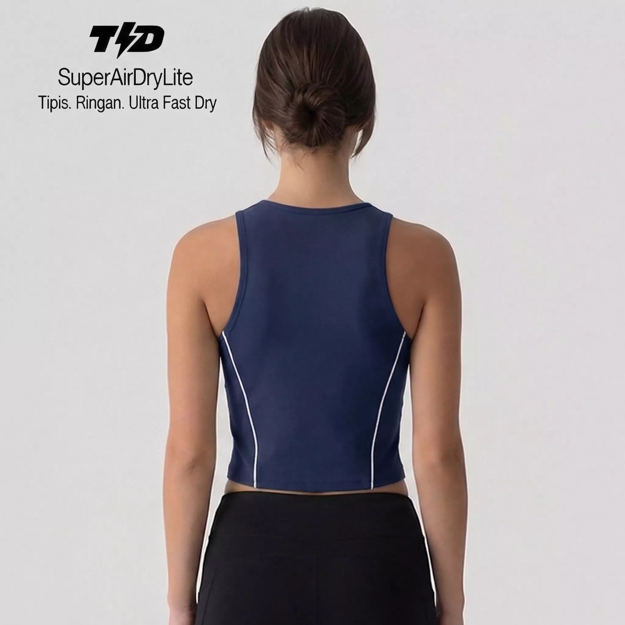 TDACTIVE Kaos Crop Tank Tracktop Superairdrylite ringan drifit navy LSF43