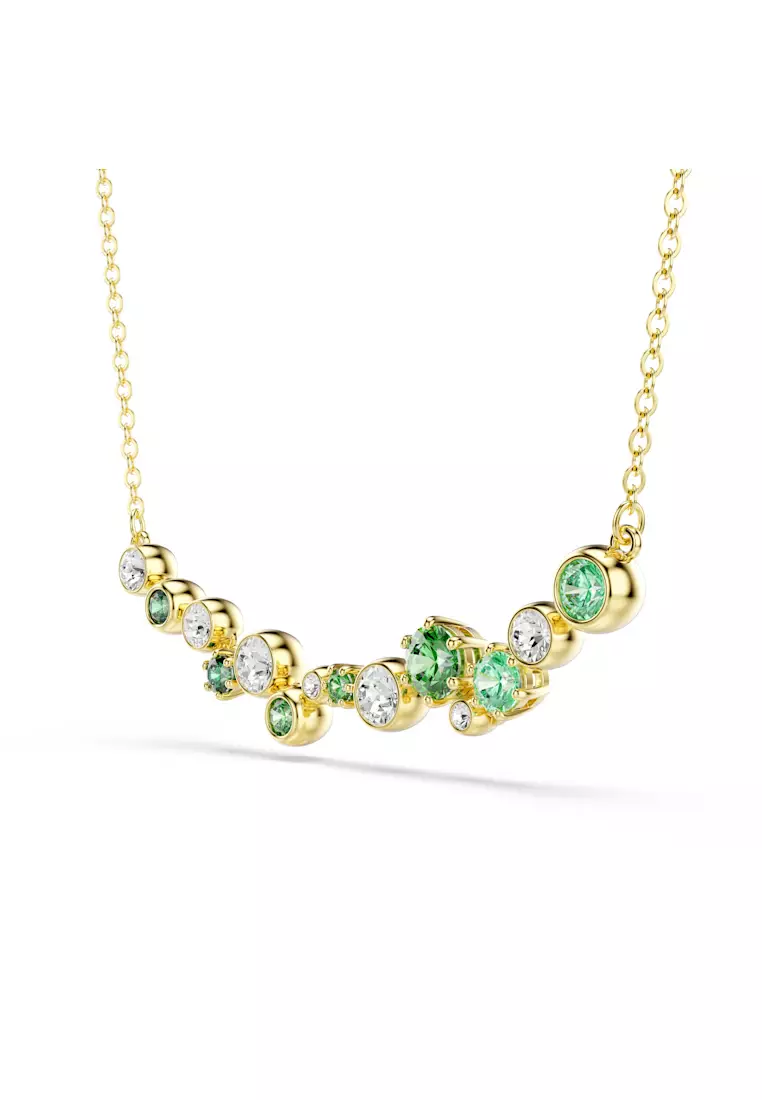 Constella necklace, Mixed cuts, Green, Gold-tone plated