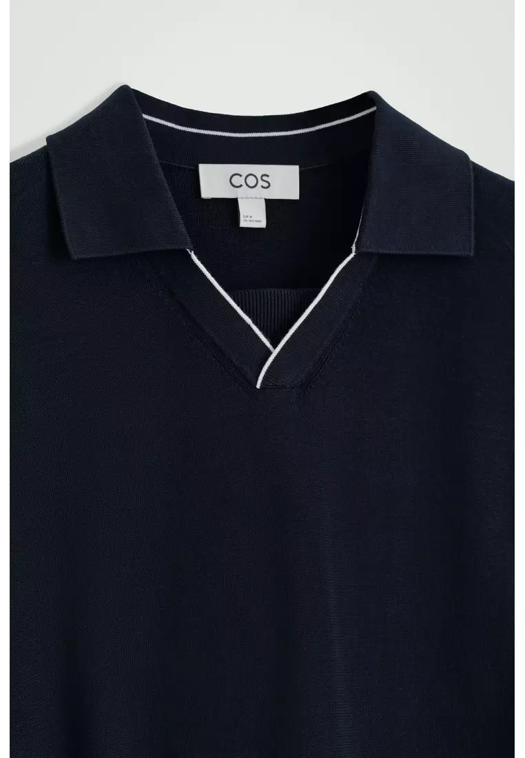CONTRAST-TIPPED KNITTED POLO SHIRT