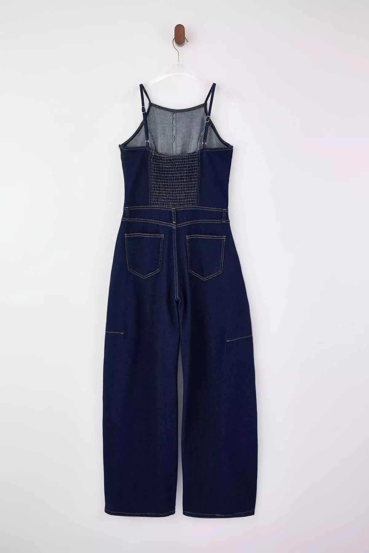 Teen Blue Strappy Slightly Stretchy Baggy Fit Denim Jumpsuit Twoss26Tu1