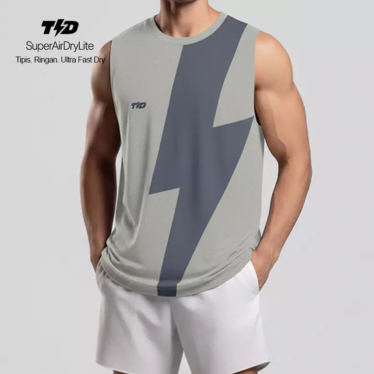 TDACTIVE kutung tank running pria tdbolt "speed endurance" silver airdrylite MSB35