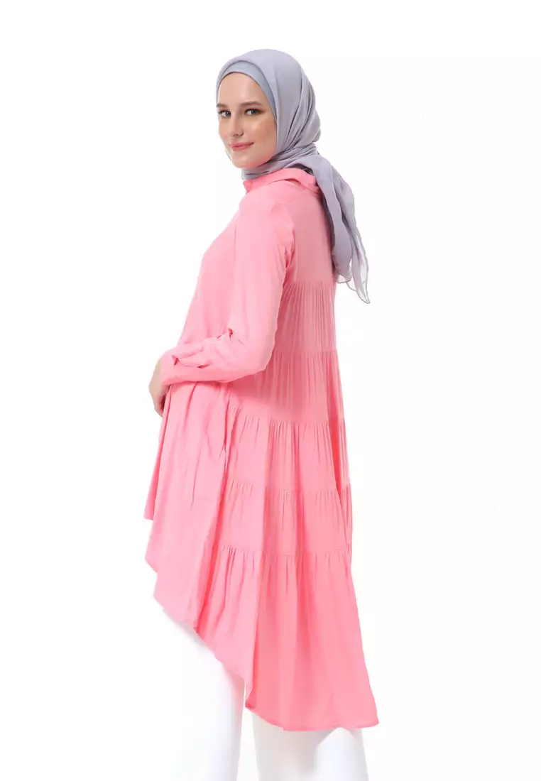 Adilla Tunik Long Sleeve Polos Regular Fit High Premium Quality - Salmon