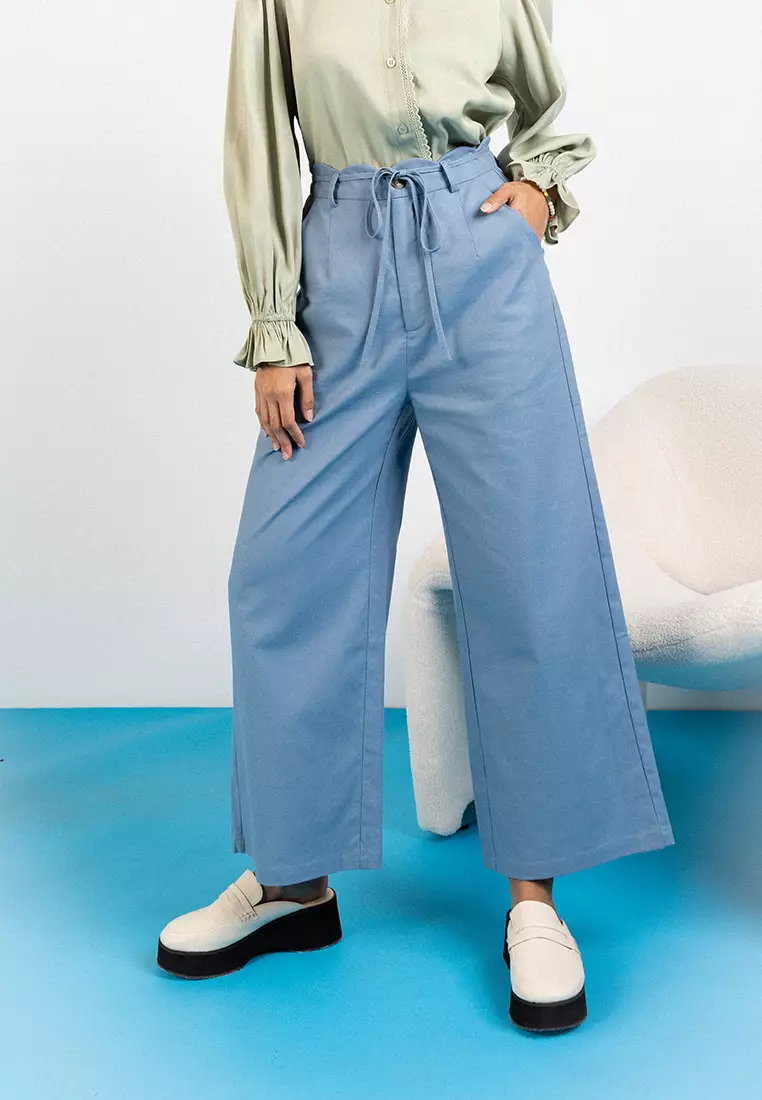 Linen Scallop Waistband Pants