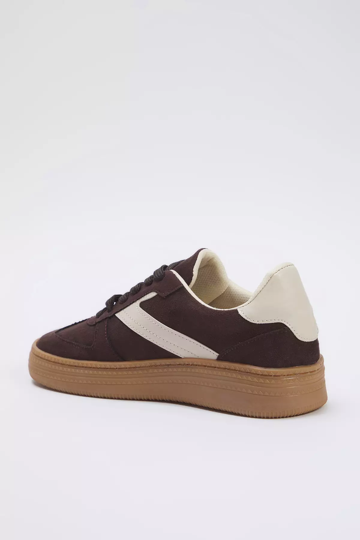 Dark Brown Two Lace-Up Dual-Use Women's Retro Sneakers Takss25Sn00009