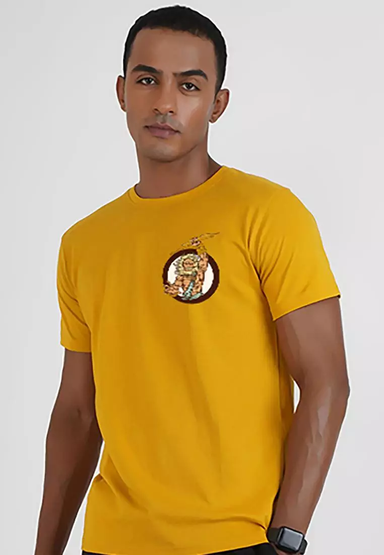 Zeus 图案黄色棉质短袖必备 T 恤