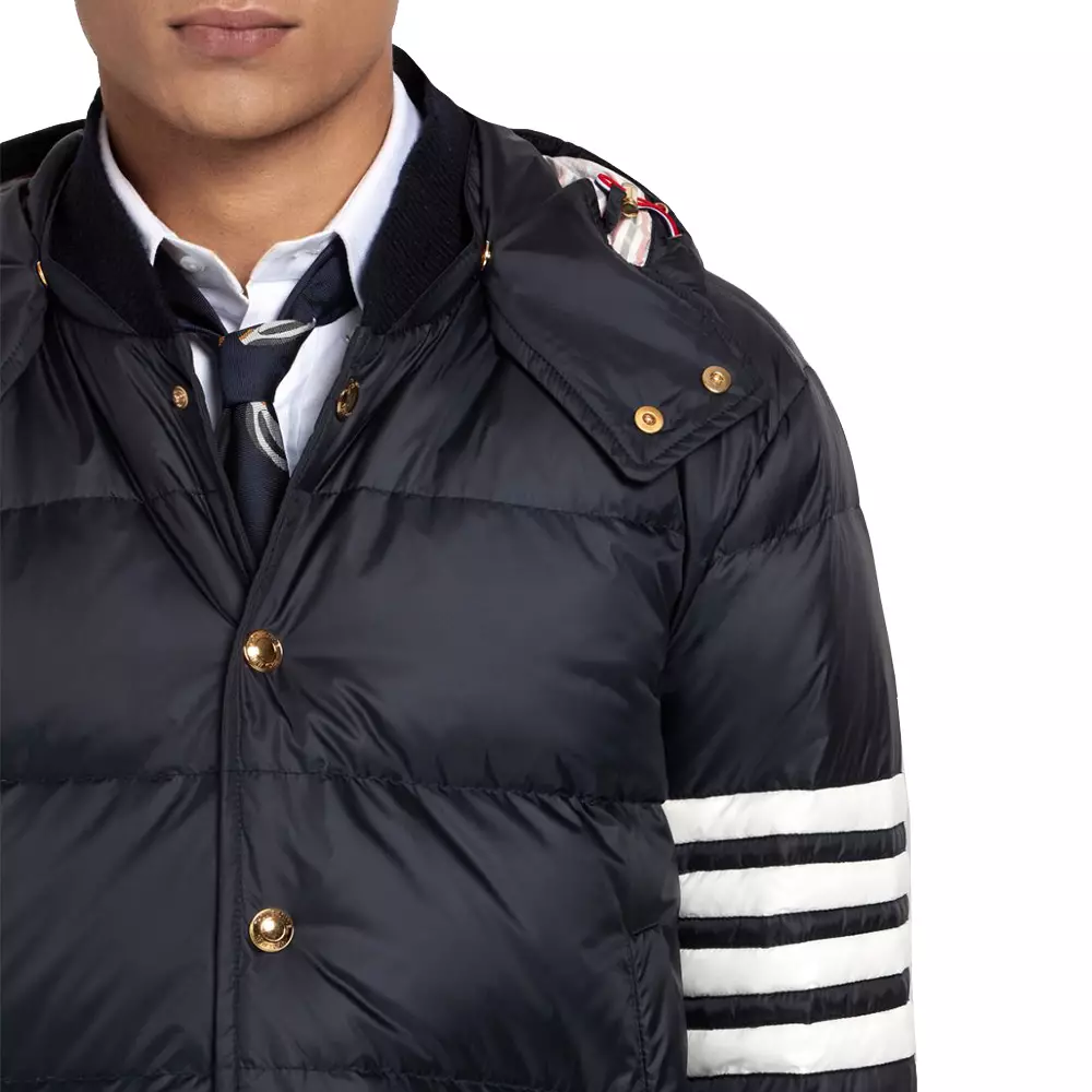 [4.4PRIL KEJUTAN HARGA] 4-Bar Matte Nylon Bomber Jacket Navy