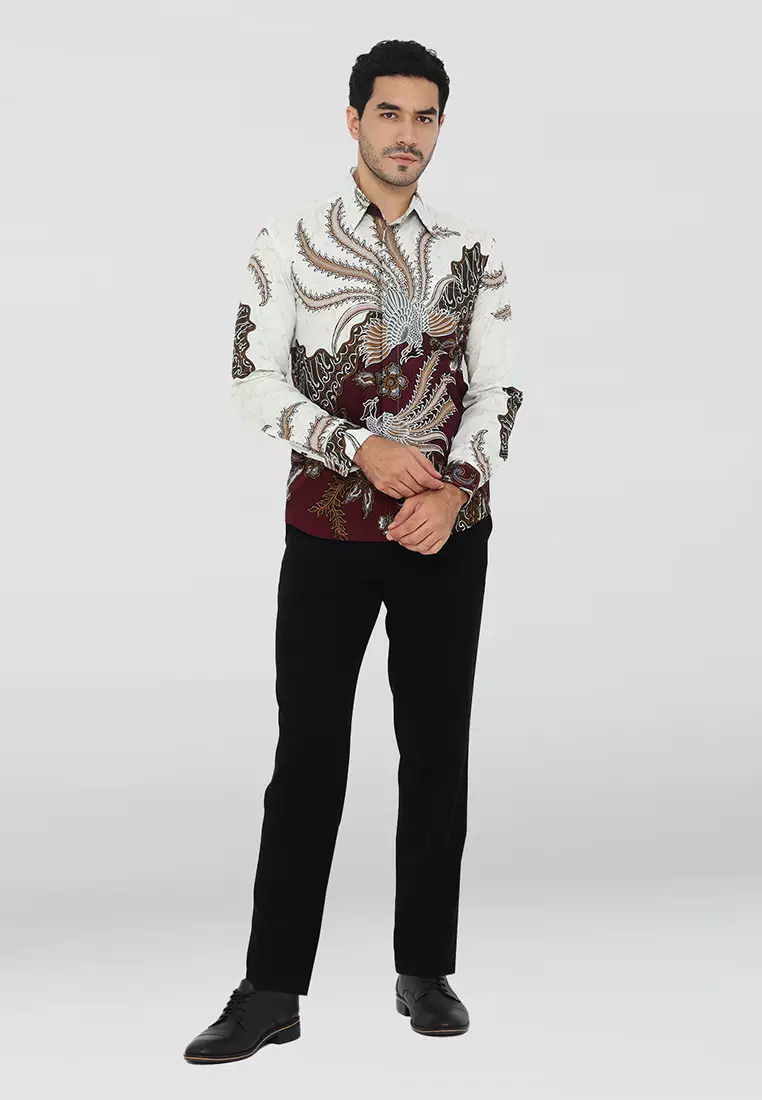 Kemeja Batik Pria Slimfit Kamaswara - Maroon