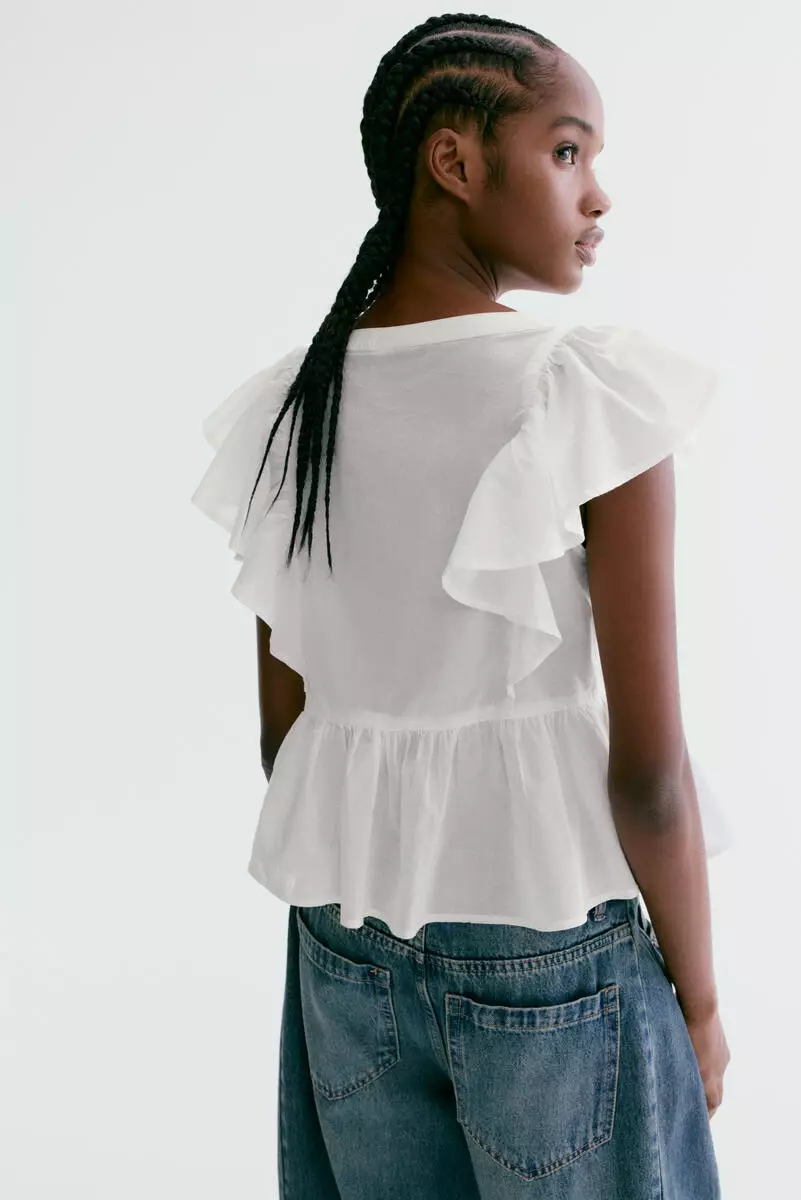 Frill-trimmed cotton top