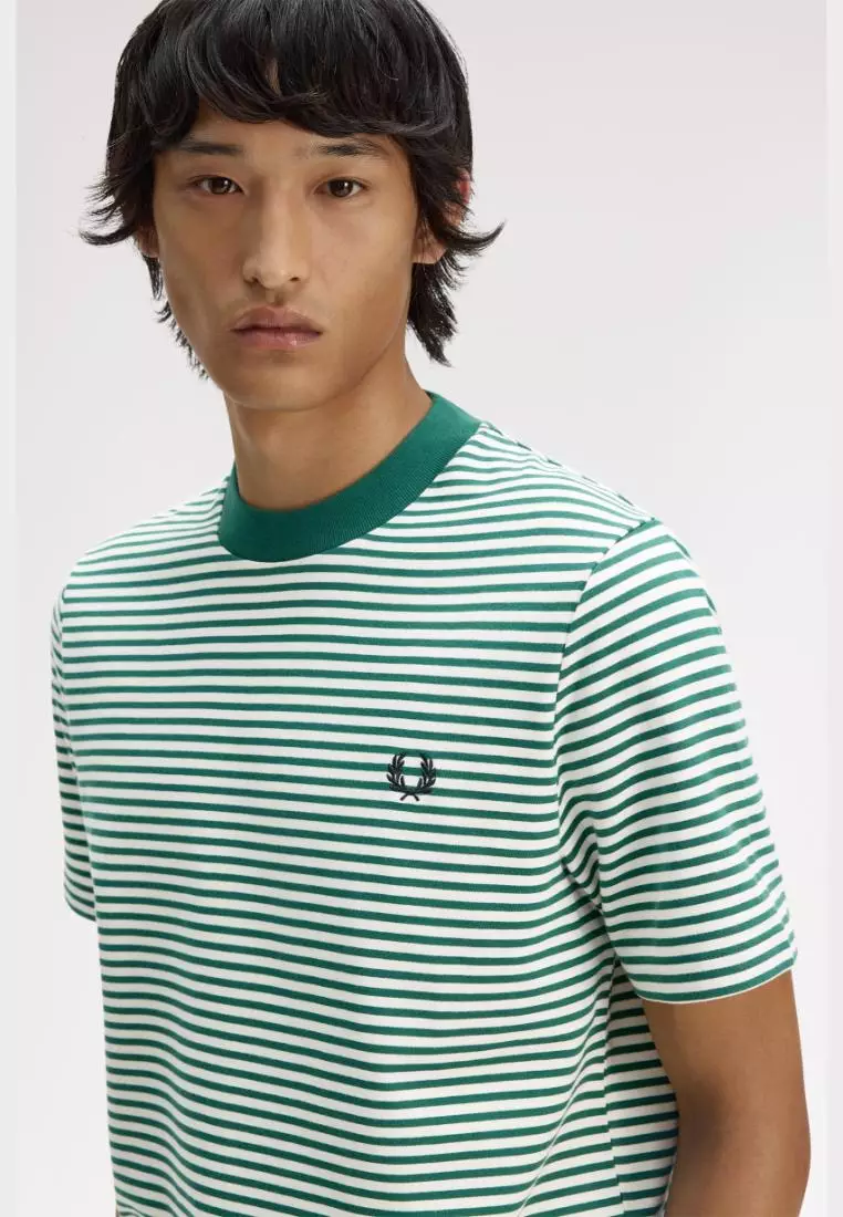 Fred Perry M6581 Fine Stripe Heavy Weight T-Shirt (Sport Green)