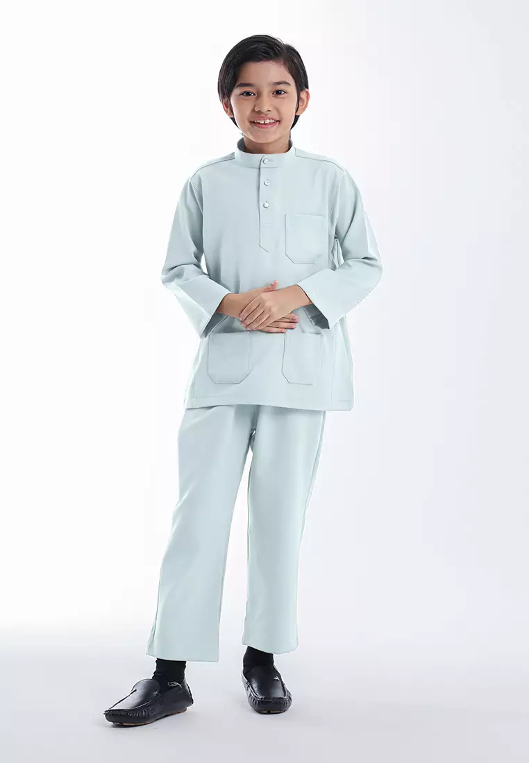 Alain Delon Baju Melayu Cekak Musang Budak - 19026501-31TintedAquaBlue