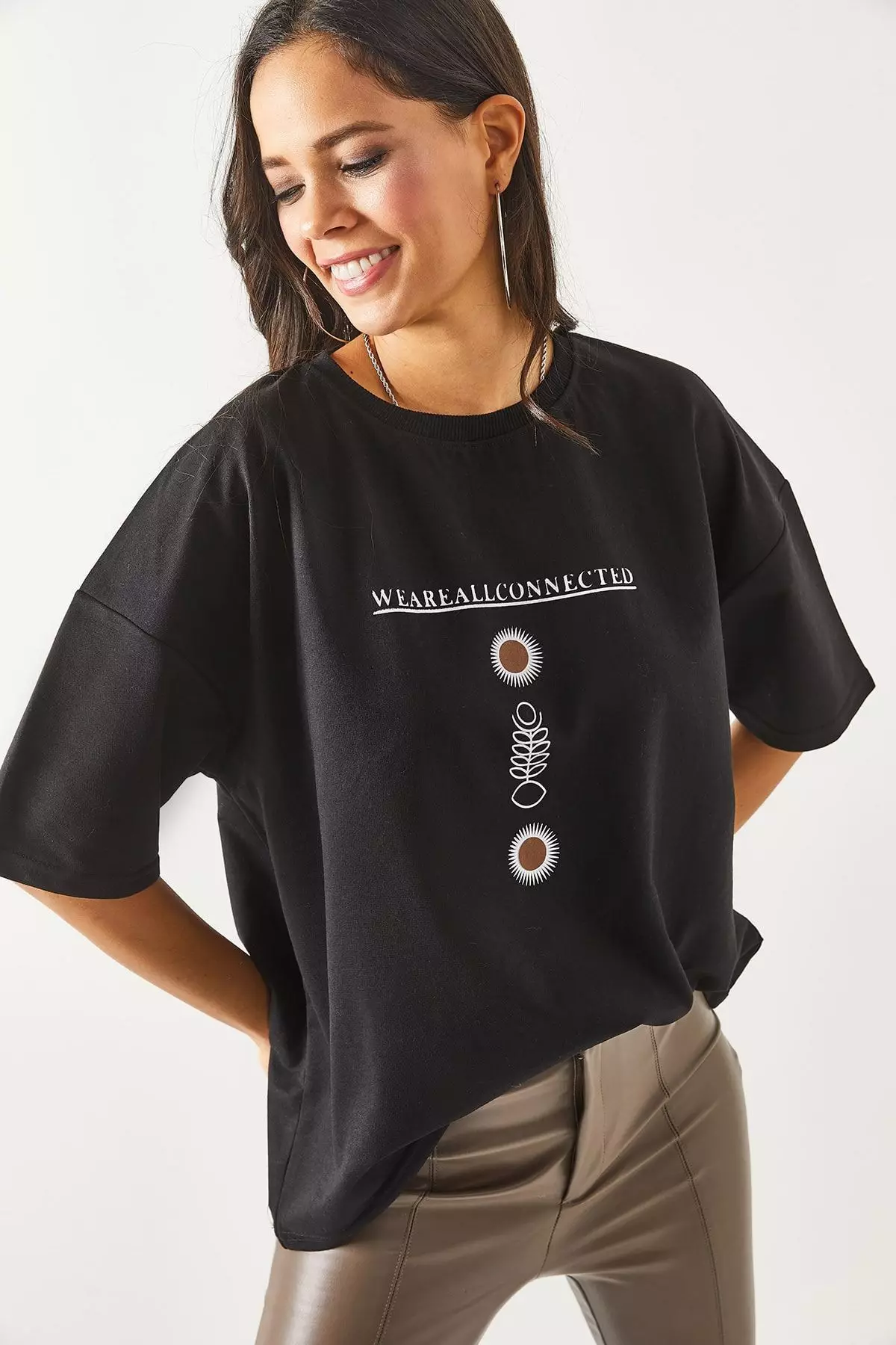 Symbol Front Back Printed 2 Thread Unisex Oversize T-Shirt