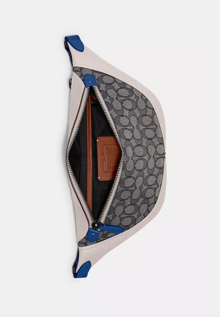 Coach League Belt Bag In Signature Jacquard Navy Steam