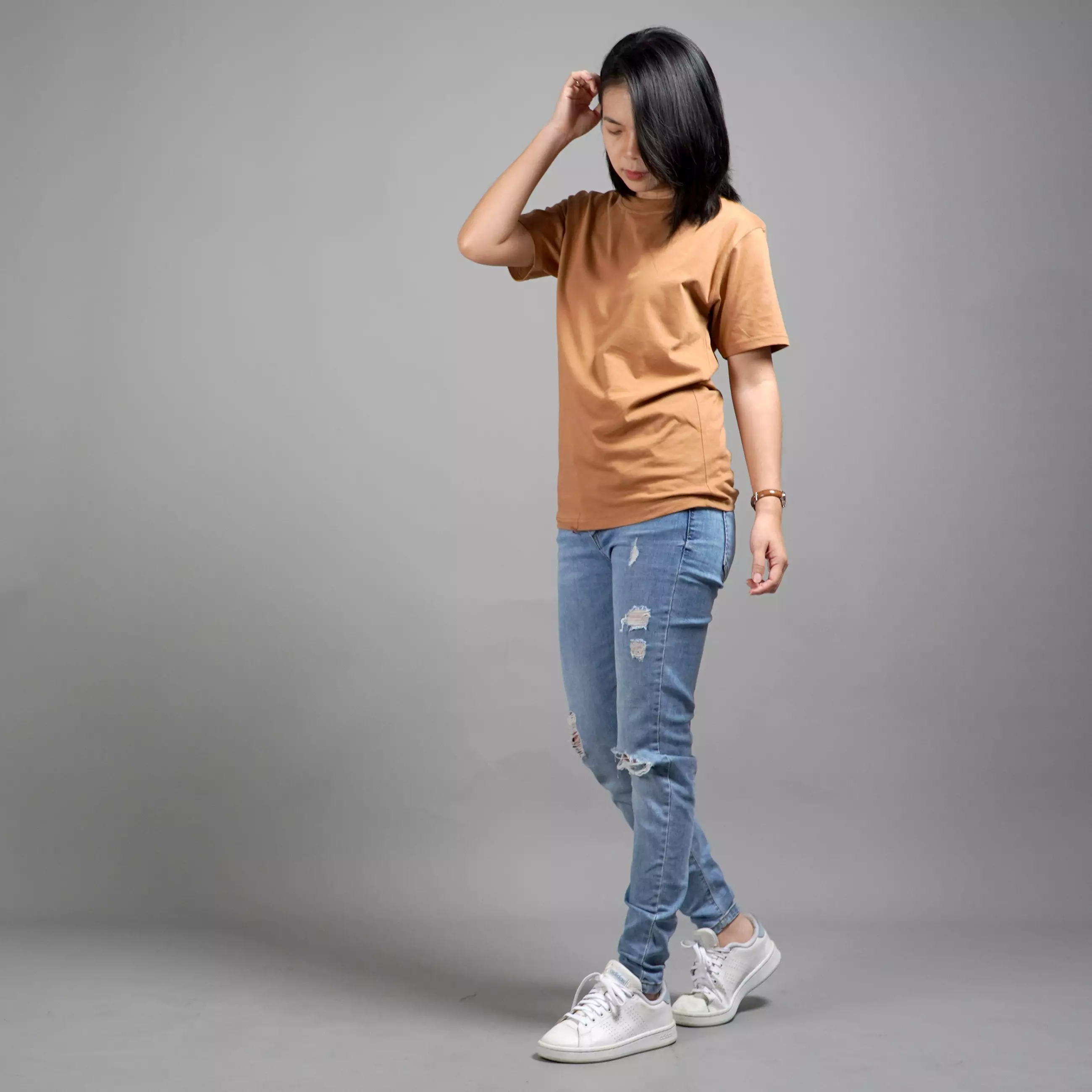  UNILO Size S-BIG Kaos Polos Wanita Basic TShirt Cotton - Brown