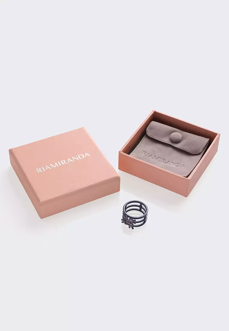 Ria Miranda Navy Peony Cleava Hijab Ring
