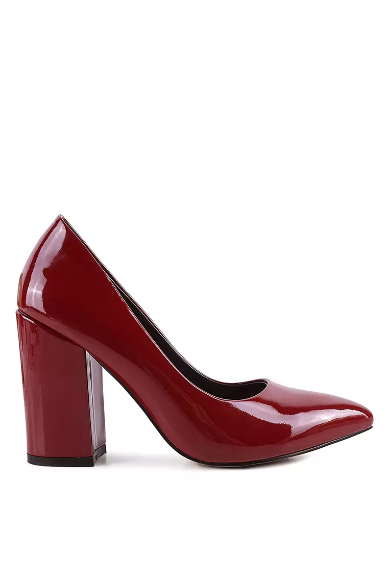 Red block heel court shoes online