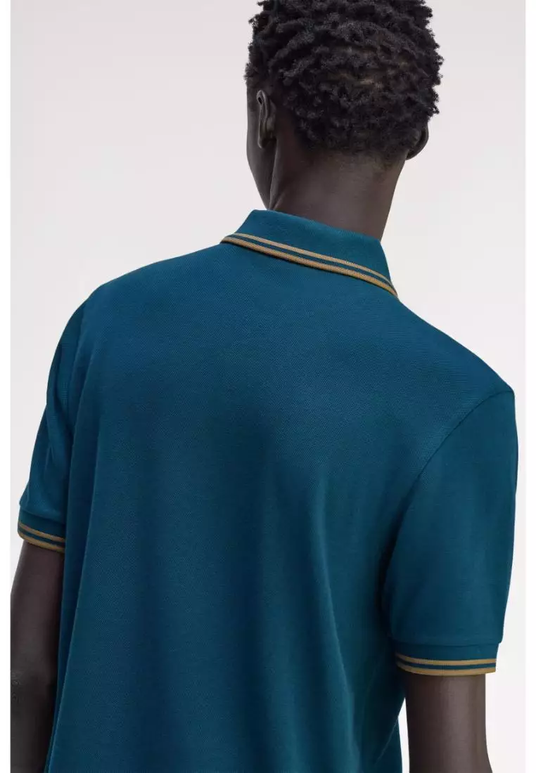 Fred Perry M3600 Twin Tipped Fred Perry Shirt (Dark Petrol / Shaded Stone / Shaded Stone)