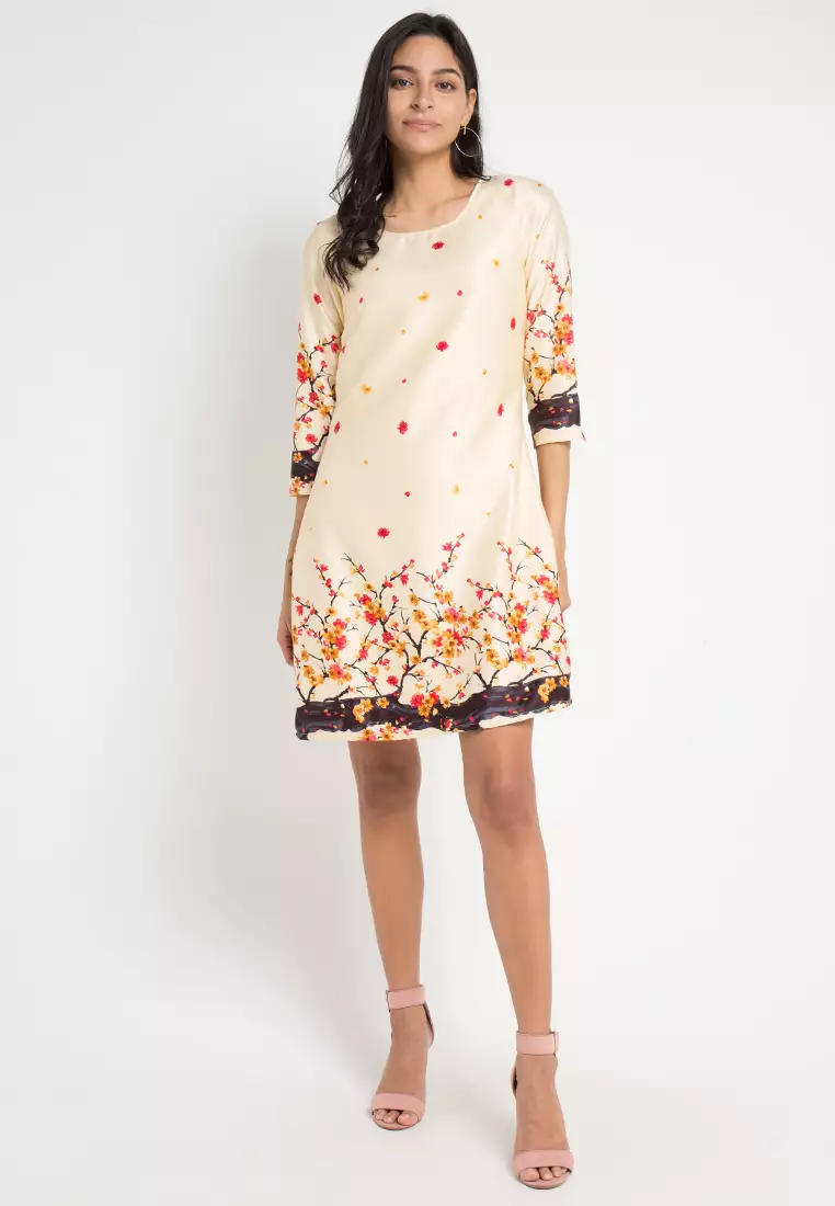 Anne Dress In Cream Floral Print