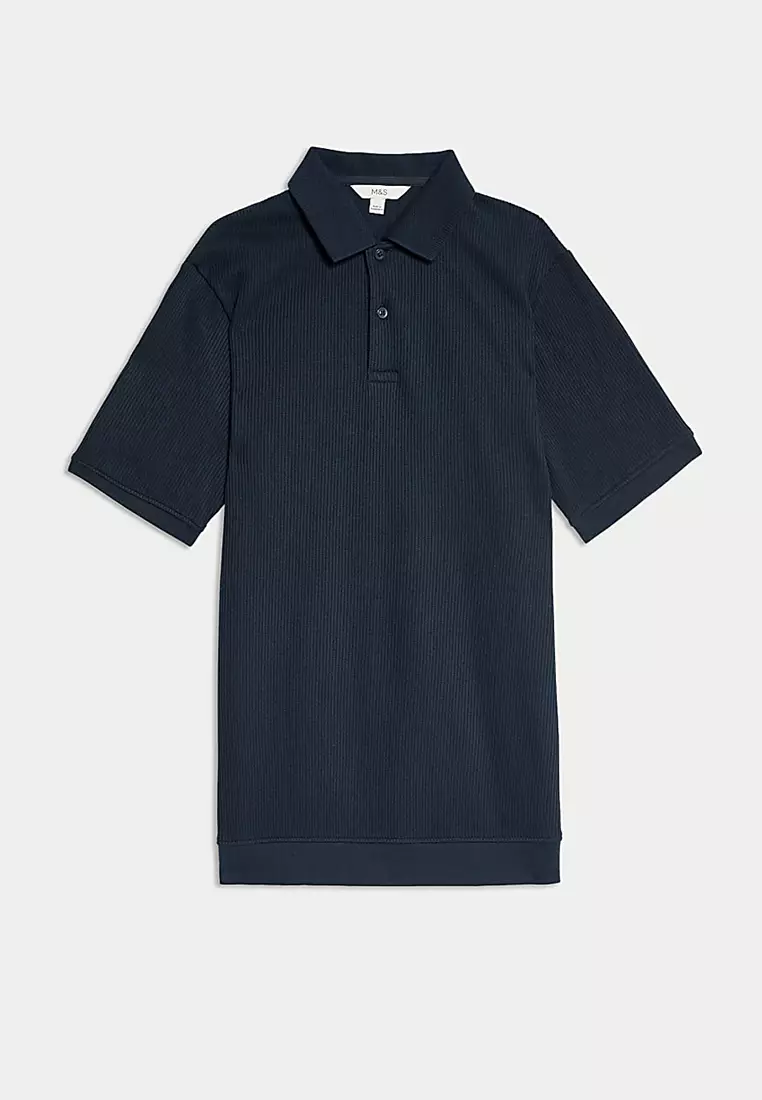 Pure Cotton Textured Polo Shirt
