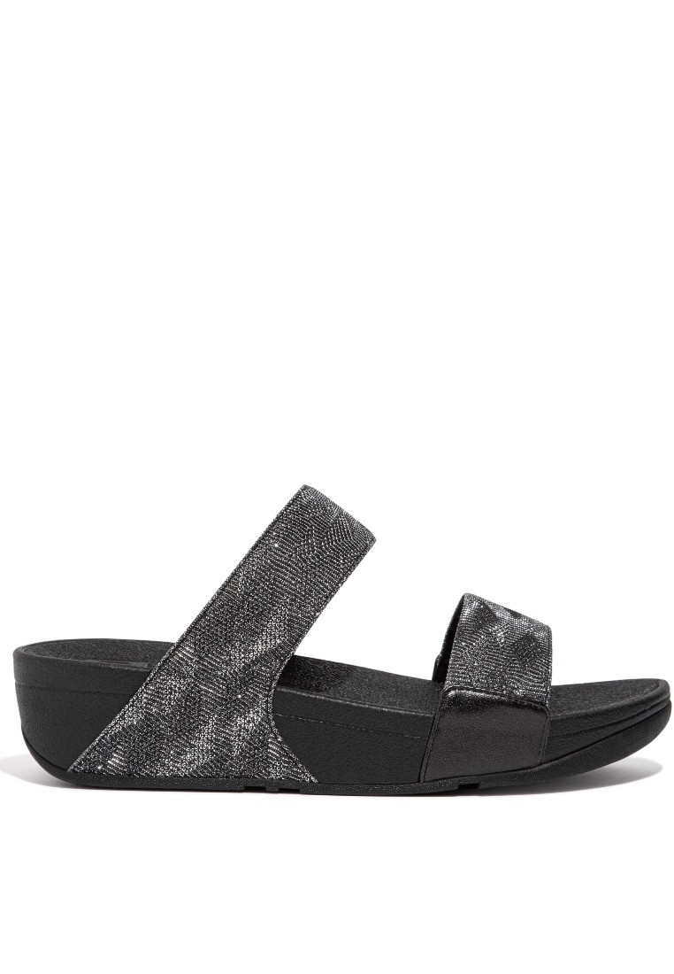 FitFlop LULU Women's Glitz Slides - All Black (ET6-090)