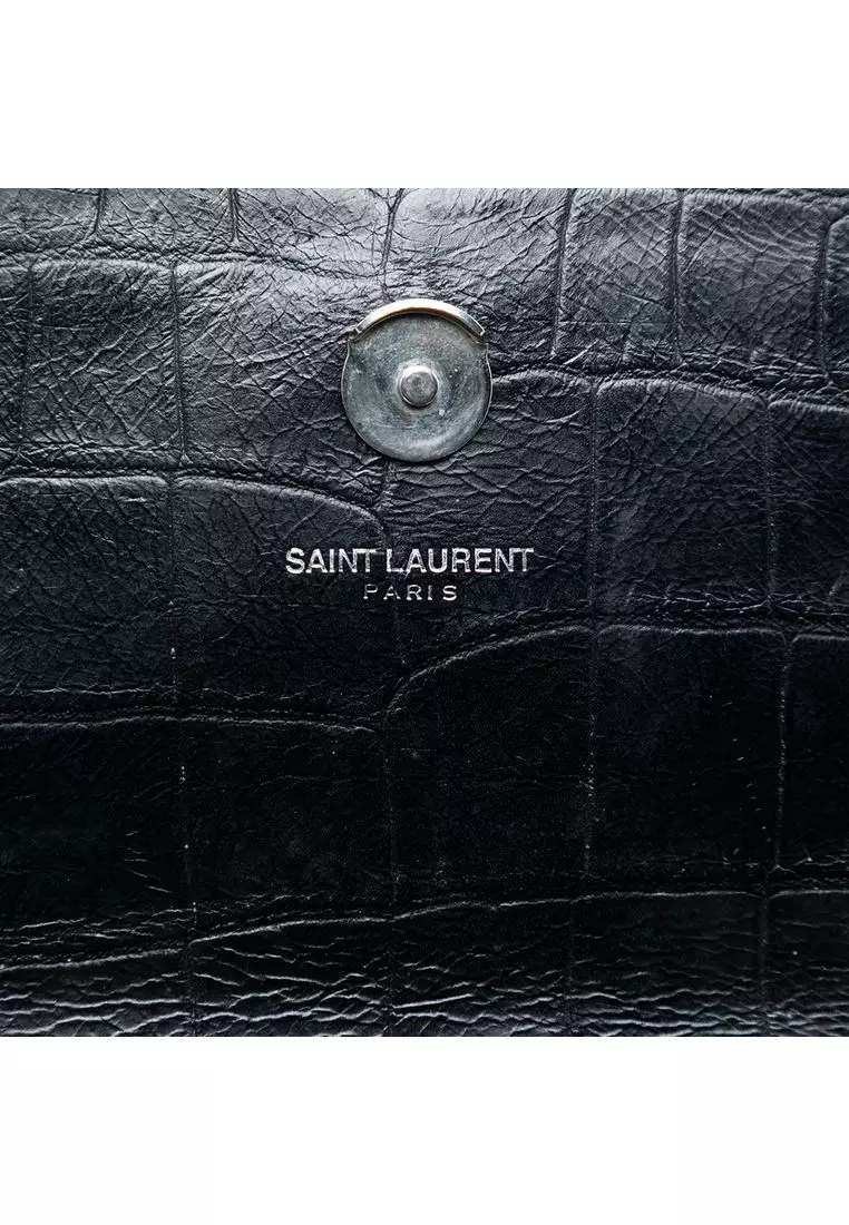 Pre-Loved Saint Laurent Small Embossed Kate Tassel Crossbody Bag