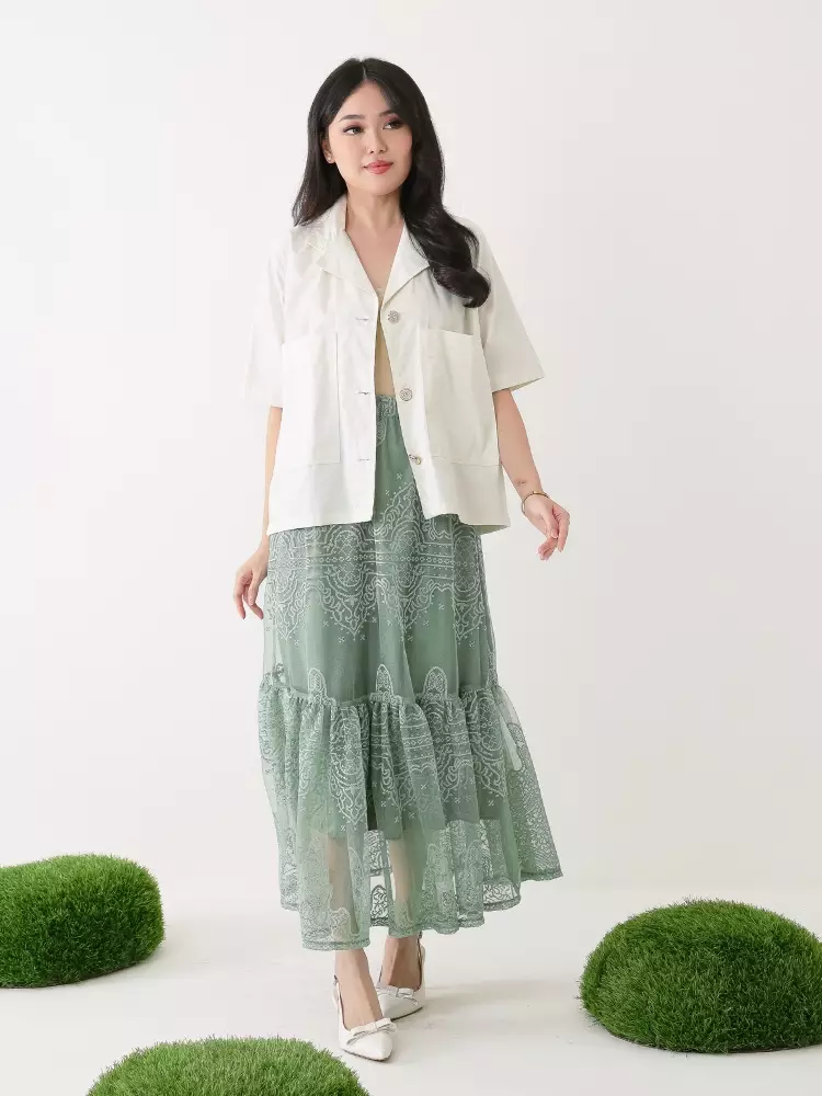 xtramiles Ladies plus size skirt lily lace skirt macaron green