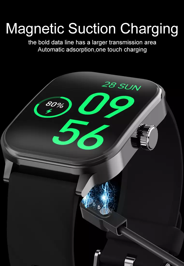 Smart Watch U9 2.1 inch 3D Flexible Surface Bluetooth Calling Temperature Measurement Jam Pintar Black dengan gelang gratis