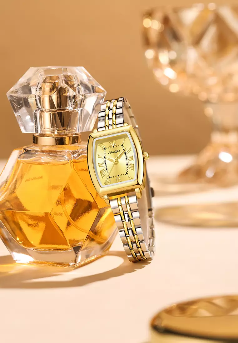 Jam Tangan Wanita Original Vintage Roman Design Anti Air Tali Alloy Jam Tangan Cewek Silvergold