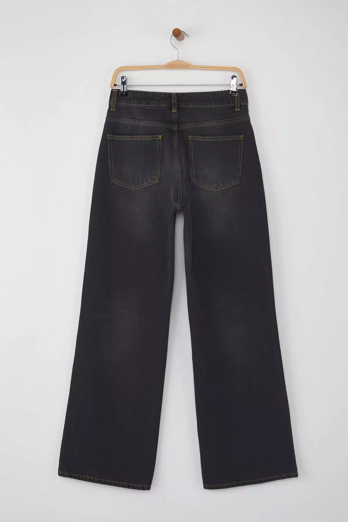 Black More Sustainable High Waist Wide Leg Jeans Twoaw26Je00077