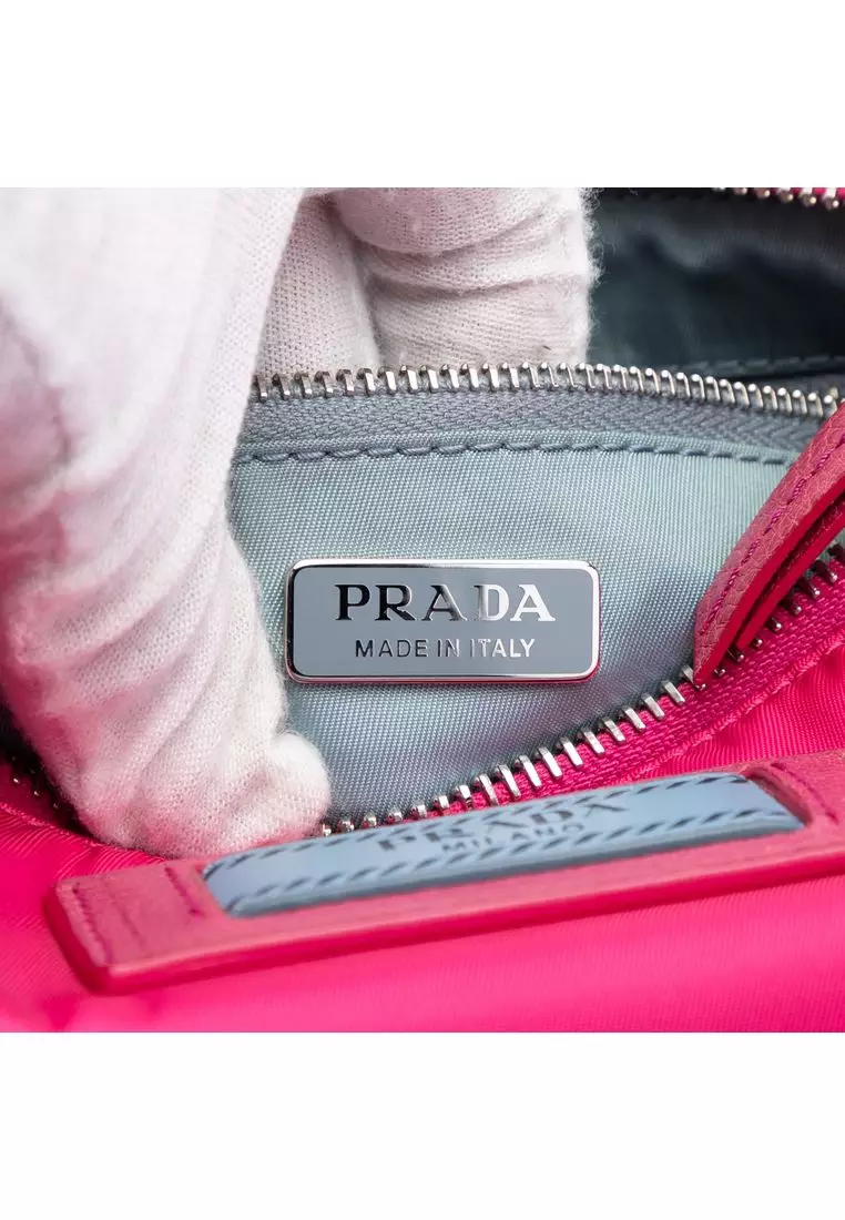 Pre-Loved Prada Tessuto Studded Etiquette Shoulder Bag