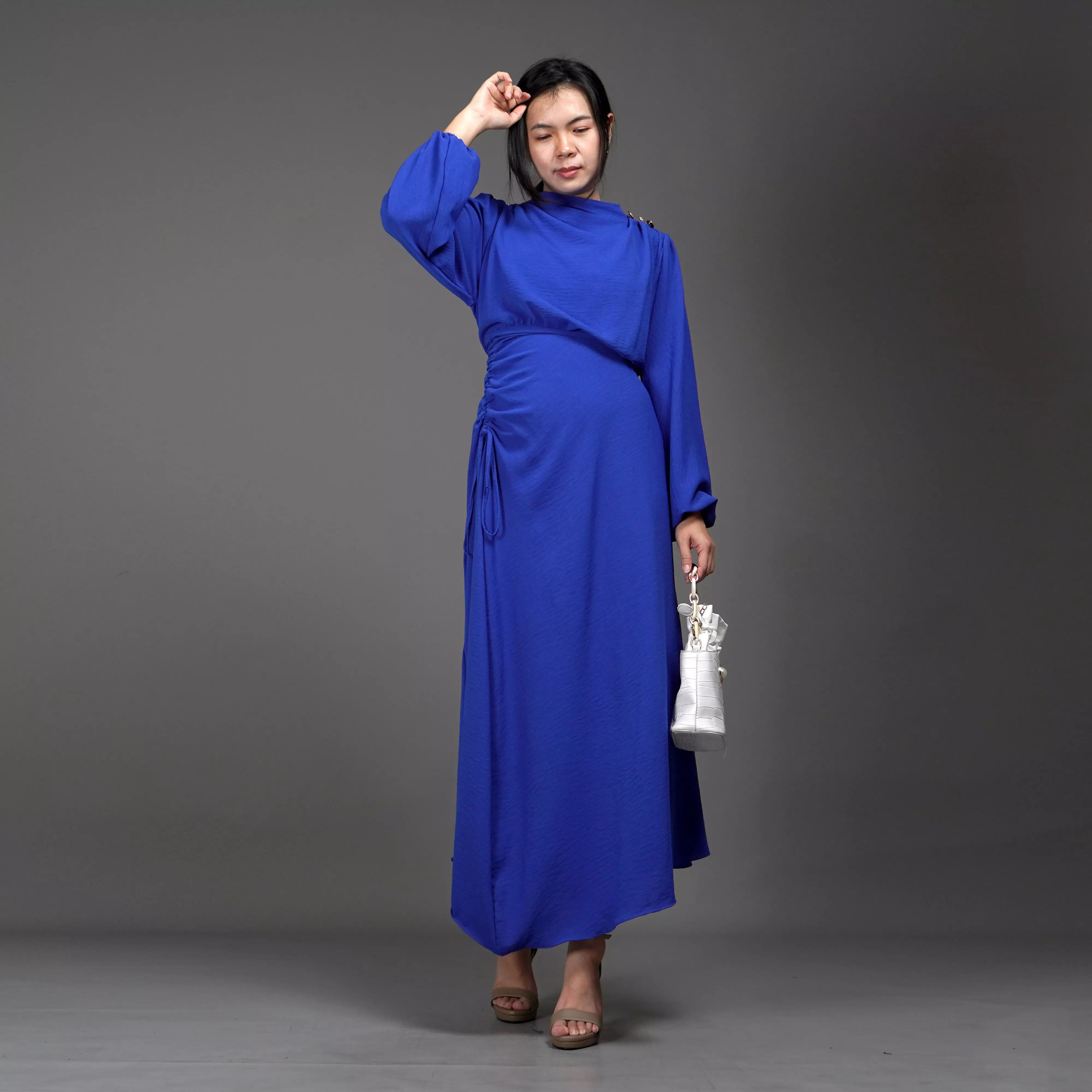  HALTERIA Dress Pesta Longdress Gamis Wanita Polos - BIREL