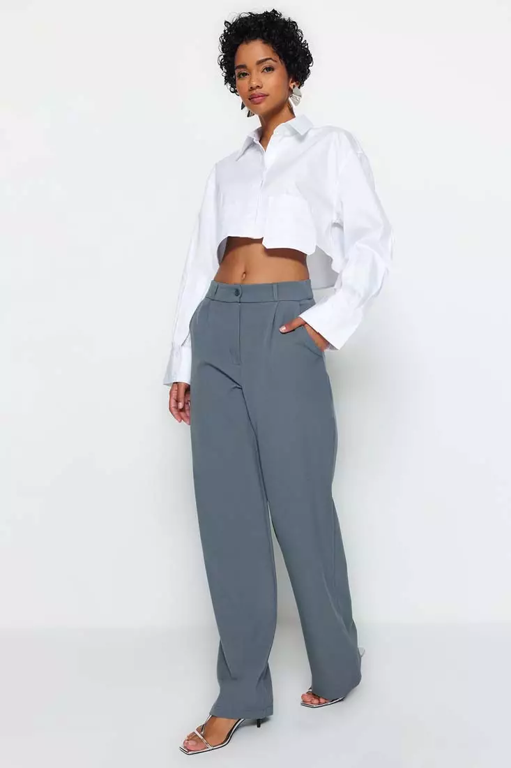 Wide Leg Woven Trousers