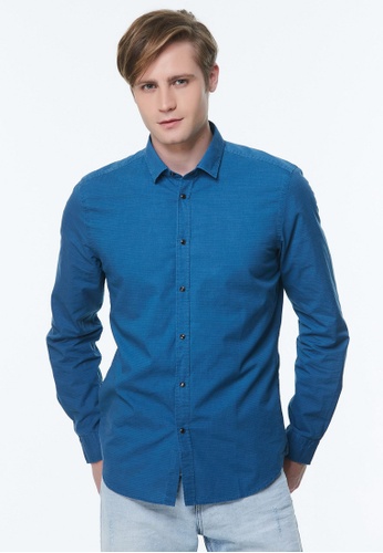 Sisley blue Slim Fit Shirt AA94BAA765C9A3GS_1