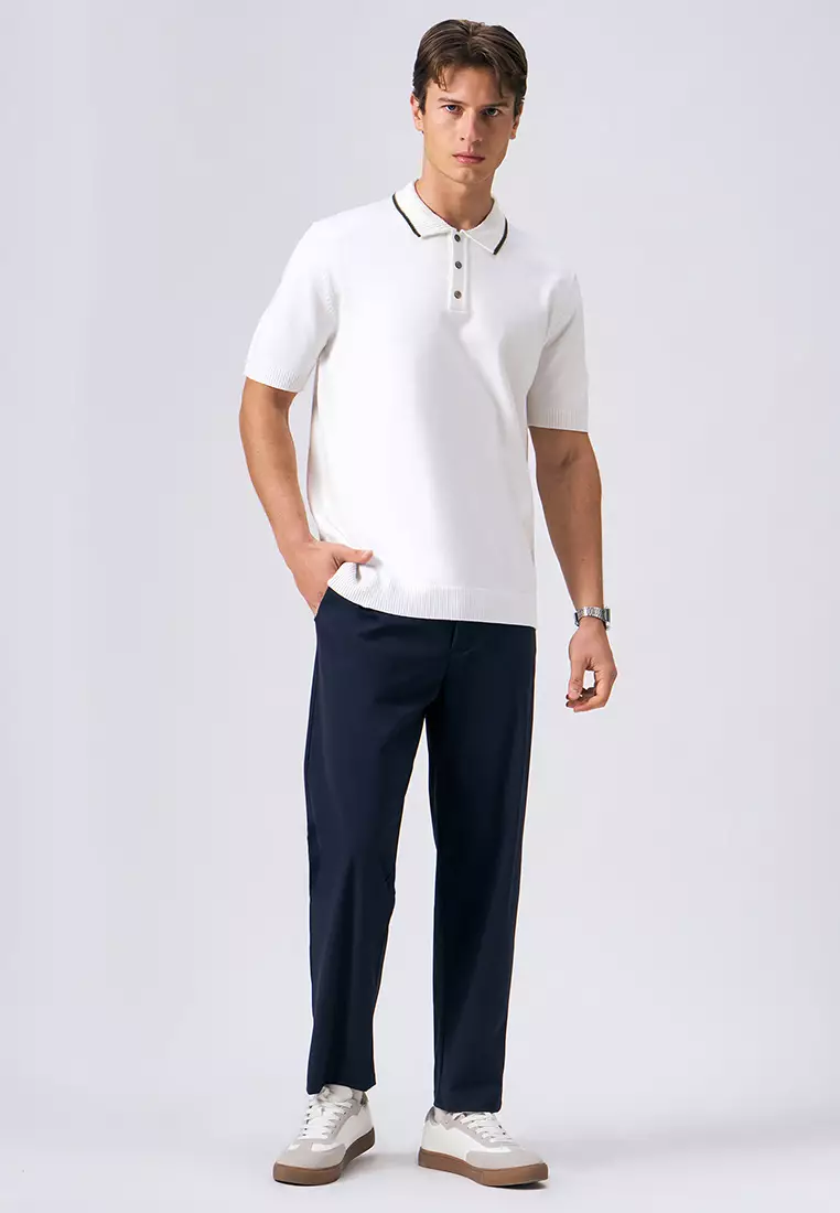 Polo with Textured Collar