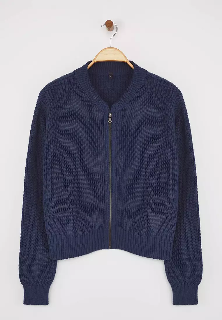 Bomber Collar Knitwear Cardigan