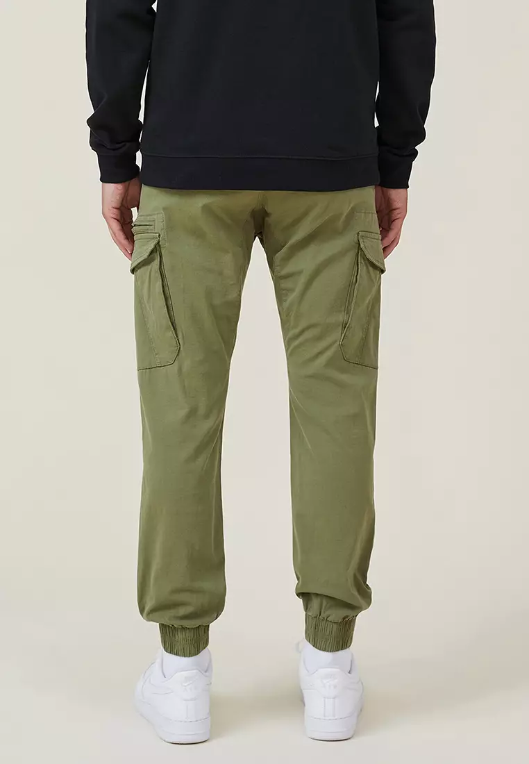 Buy online Green Cotton Cargos Casual Trousers from Bottom Wear