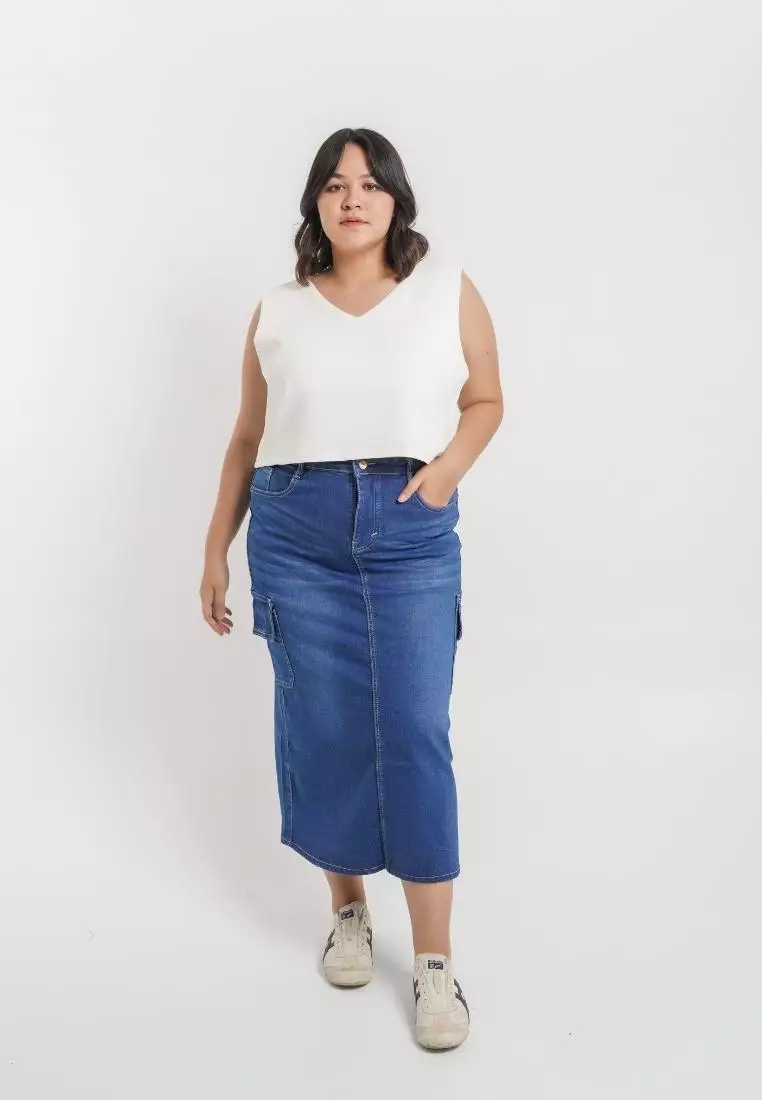 Plus Size Denim Skirt Taylor Blue