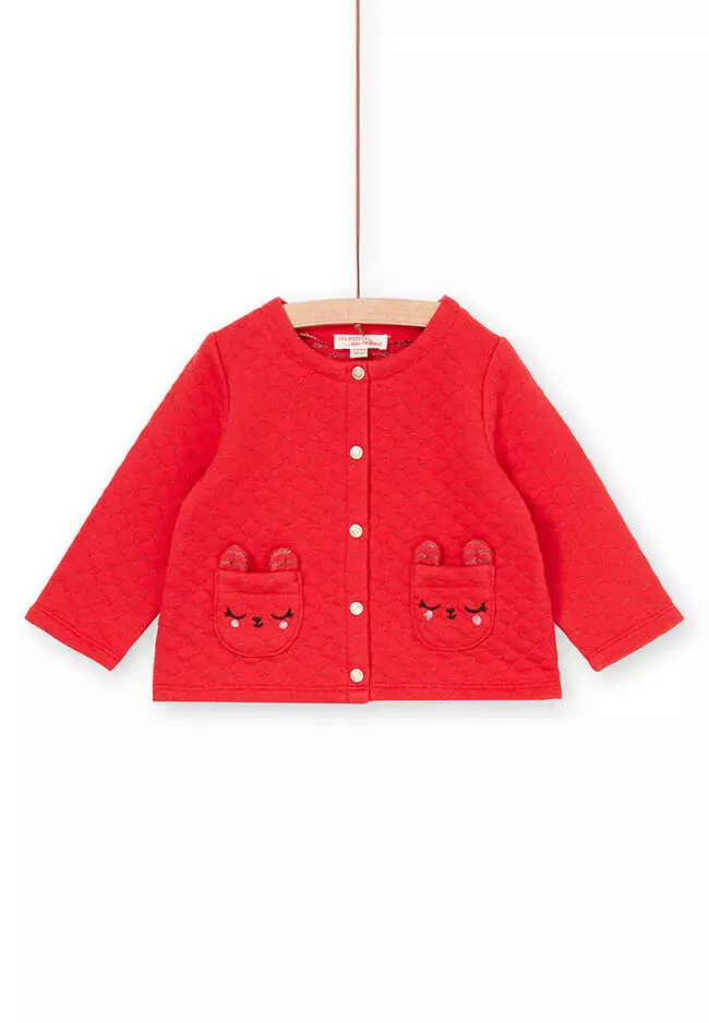 Quilted cotton cardigan sweater clearance