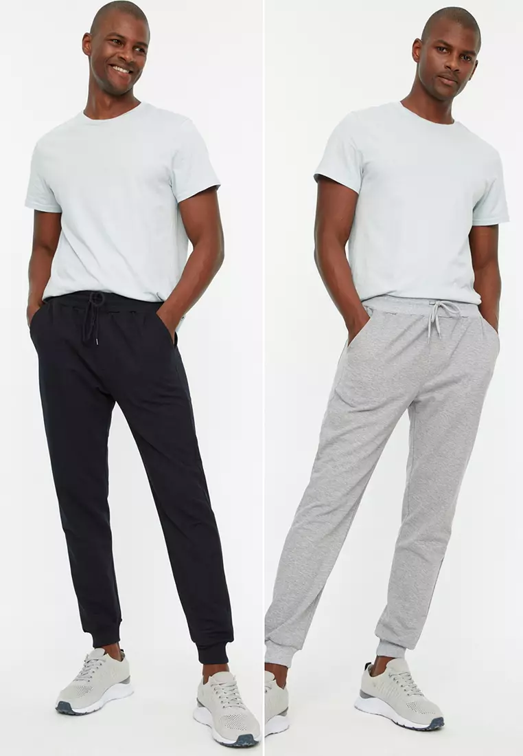 Elasticated Joggers Sweatpants - 2 Pack
